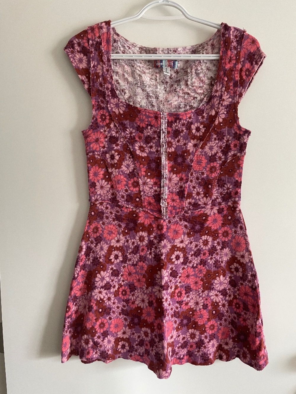 Urban Outfitters Pink Floral Fit & Flare Mini Dress